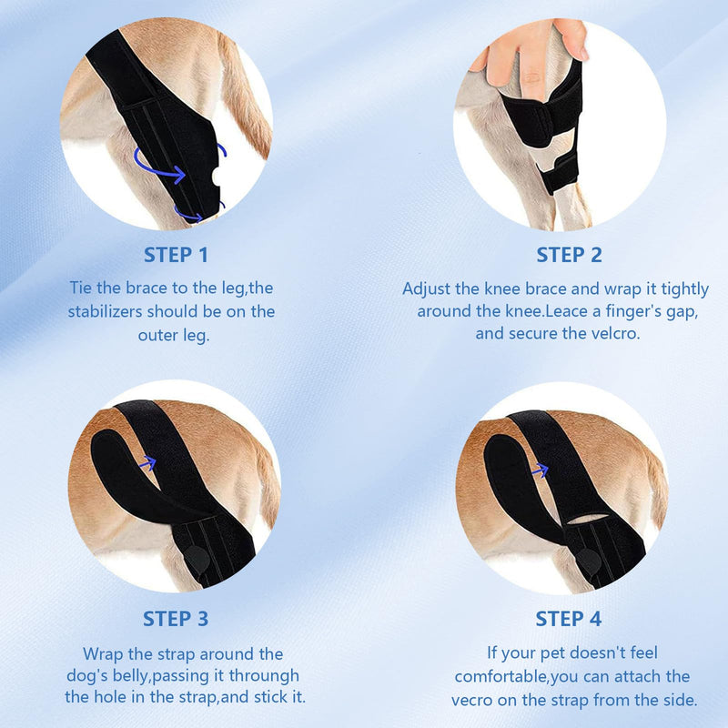 Dog Knee Brace for Torn Acl Hind Leg - Adjustable Stabilizing Support for Ccl Injury, Luxating Patella, Hind Leg Pain & Arthritis - Rear Leg Limp Support XL