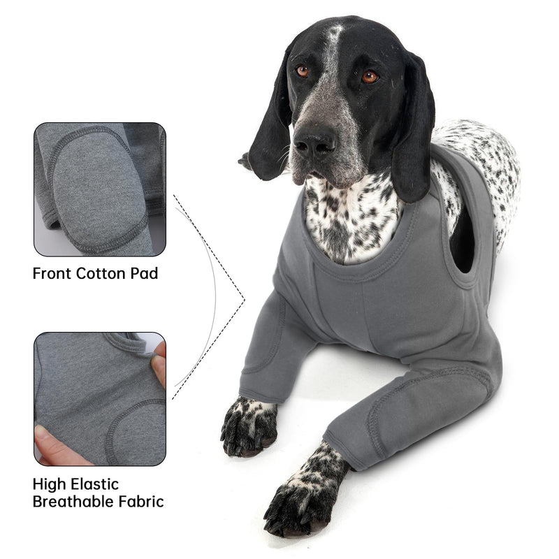Dog Surgical Recovery Suit, Post Surgery Dog Suit Post-Surgery Protection with Velcro Straps(Grey, XL) Grey