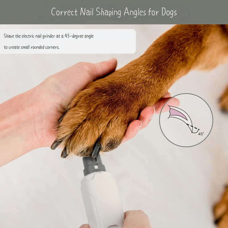 Pet Nail Grinder with LED Light, 2 Speeds & Diamond Bit Grinder - Quiet Electric Dog Nail Trimmer for Small to Large Dogs, Cats, Puppies - USB Rechargeable File for Painless Paw Care at Home gray and black - PawsPlanet Australia
