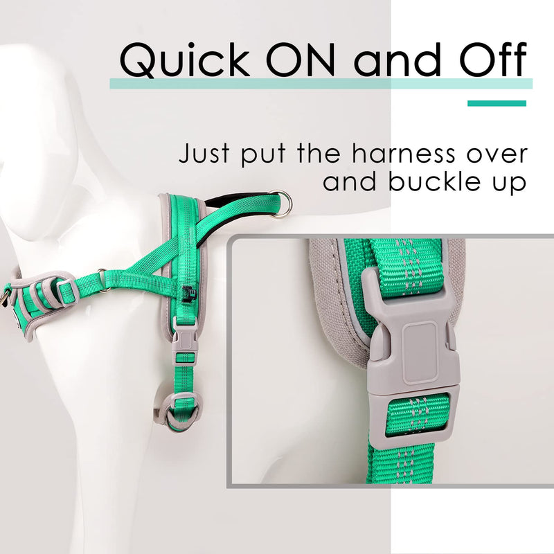 ADVENTUREMORE Dog Harness for Large Dogs No Pull, Sport Dog Halter Harness Reflective Breathable Dog Vest Escape Proof Dog Harness with Easy Control Front Clip Handle for Training Walking L Green - PawsPlanet Australia