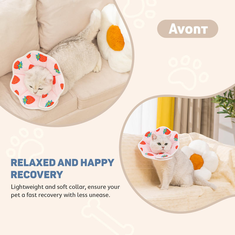 Avont Soft Cat Recovery Cone Collar Bundle with Cat Recovery Suit After Surgery -S