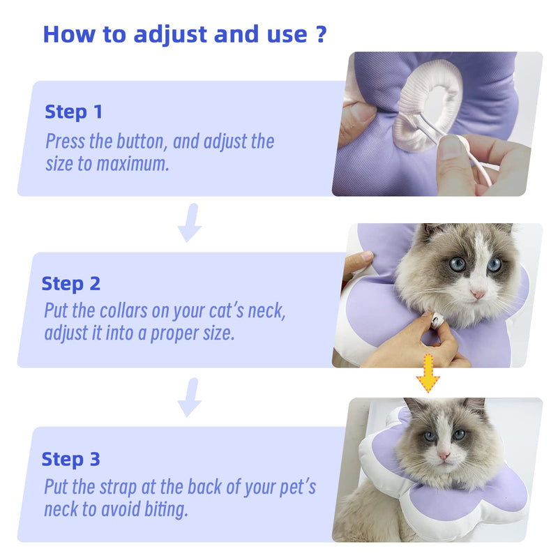 Cat Cone Collar,Cute Flower Waterproof Elizabethan e Collar for Cat and Small Dog Anti-Bite Lick Wound Healing Protective Neck Cone After Surgery Recovery Collar for Small Pet,All-Season Style S (Between 1.1-3.3 lb.) Purple