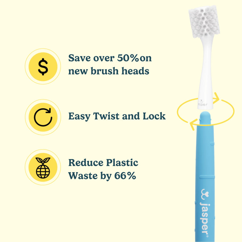 Jasper 4 Pack Replacement Brush Heads for Macrobrush 360° - Dog Toothbrush Kit for Dog Teeth Cleaning for Medium to Large Dogs, Pet Toothbrush to Keep Dog Teeth Clean & Dog Breath Fresh - PawsPlanet Australia