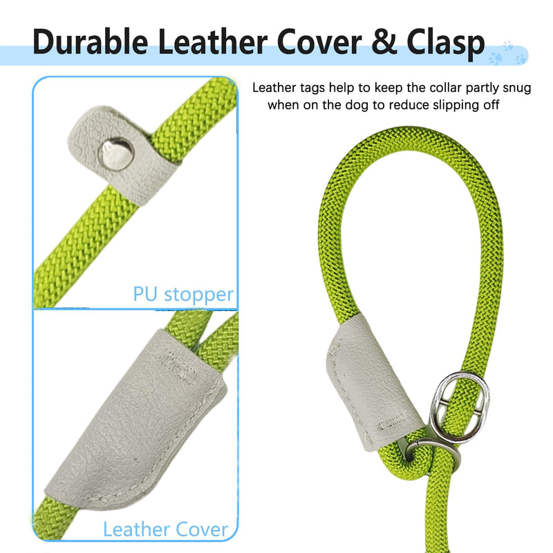 Durable Slip Lead - 5 FT Slip Leads for Dogs, Slip Lead Dog Leash Adjustable Dog Training Leash, Strong Nylon Rope Slip Leash for Large Medium Small Dogs (Green) Green - PawsPlanet Australia
