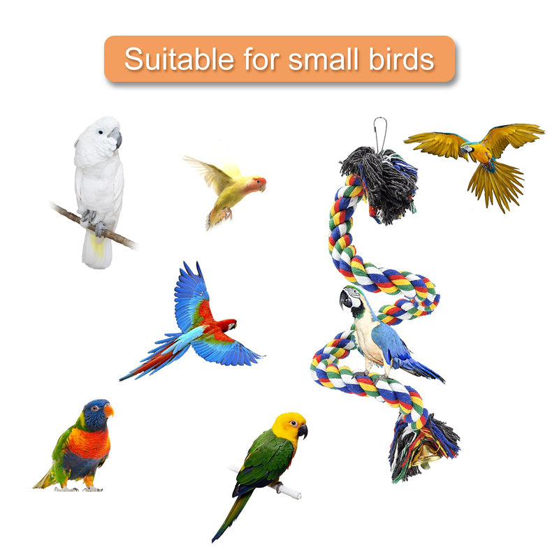 WishLotus Bird Perches, Parrot Colorful Climbing Rope Swing Toys Parrot Stand with Bell and Hanging Clip for Parrots, Budgies, Macaws, Parakeets, and Other Small Birds. 50cm - PawsPlanet Australia