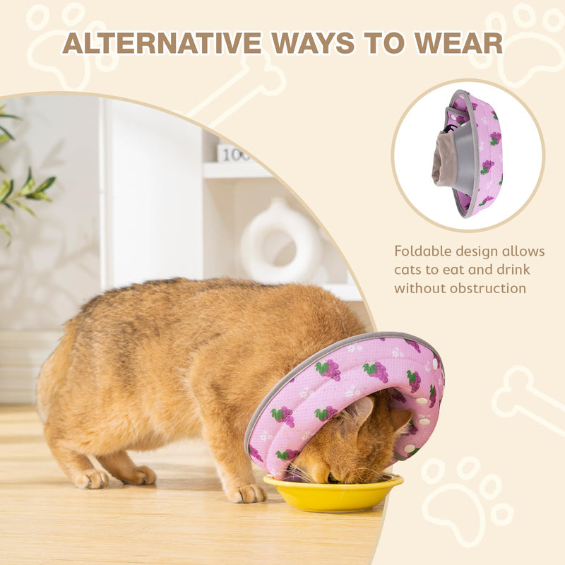 Avont Foldable Cat Cone Collar Soft to Stop Licking Bundle with Breathable Cat Recovery Suit for Post-Surgery -S