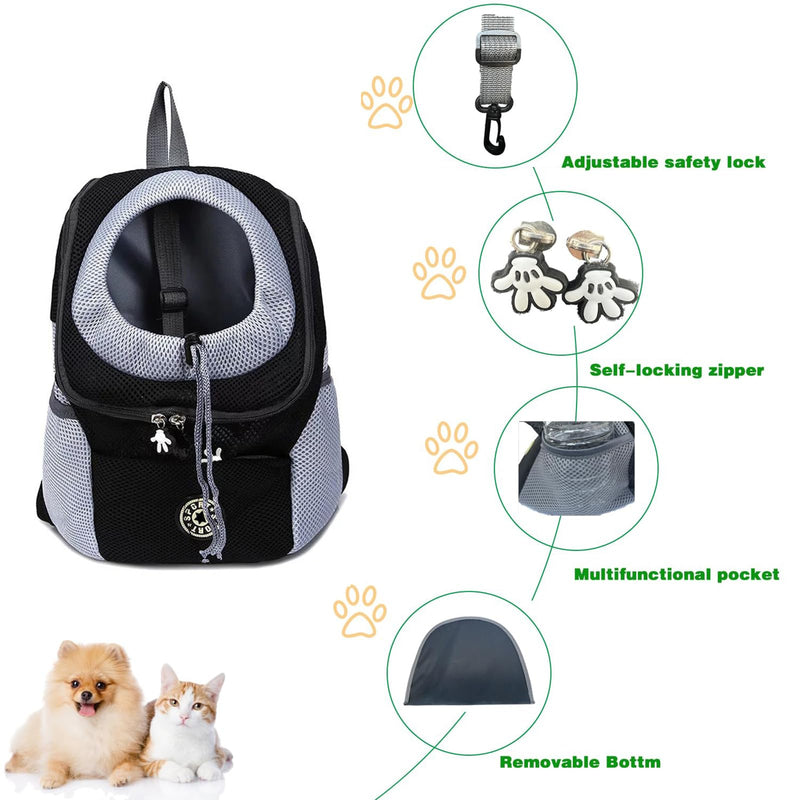 Pet Carrier Backpack for Small Dogs Cats Breathable Dog Backpack Carrier Black Dog Travel Back Pack Hands-Free Pet Backpack Carrier for Travelling Camping Hiking Cycling Outdoor Medium - PawsPlanet Australia