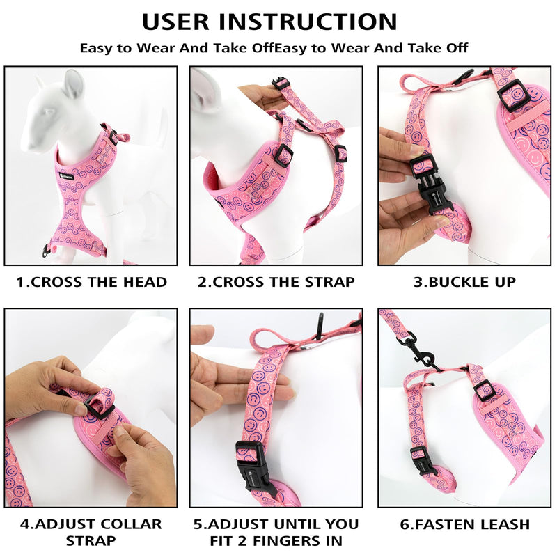 Dog Harness and Lead, Bow Tie Collar Set with Dog Poop Bag Holder and Bandanas, Escape Proof Adjustable Puppy Cat Vest with Soft Mesh Padded, Pet Supplies for Small Medium Dogs Kitten(Purple Rabbit,S) S（Chest：36-52cm,Neck:27-36cm） Purple Rabbit - PawsPlanet Australia