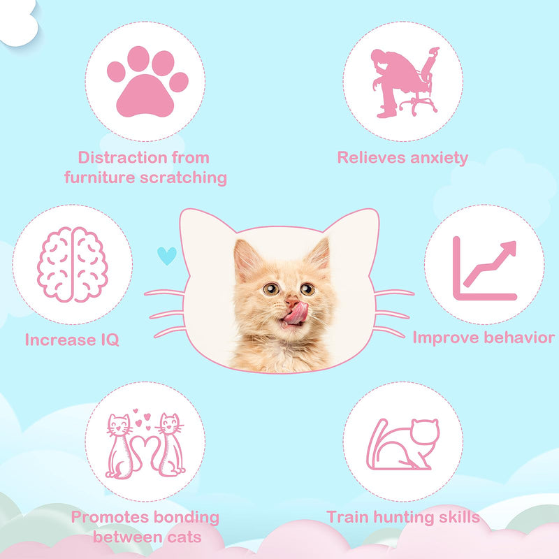 Cat Collar Toys, Cat Teasing Wand with Silicone Collar Adjustable Cat Wand Toy, Funny Cat Stick, Interactive Self Playing Toys Feather Bell for Indoor Cat Playing Training(Blue, Pink) - PawsPlanet Australia