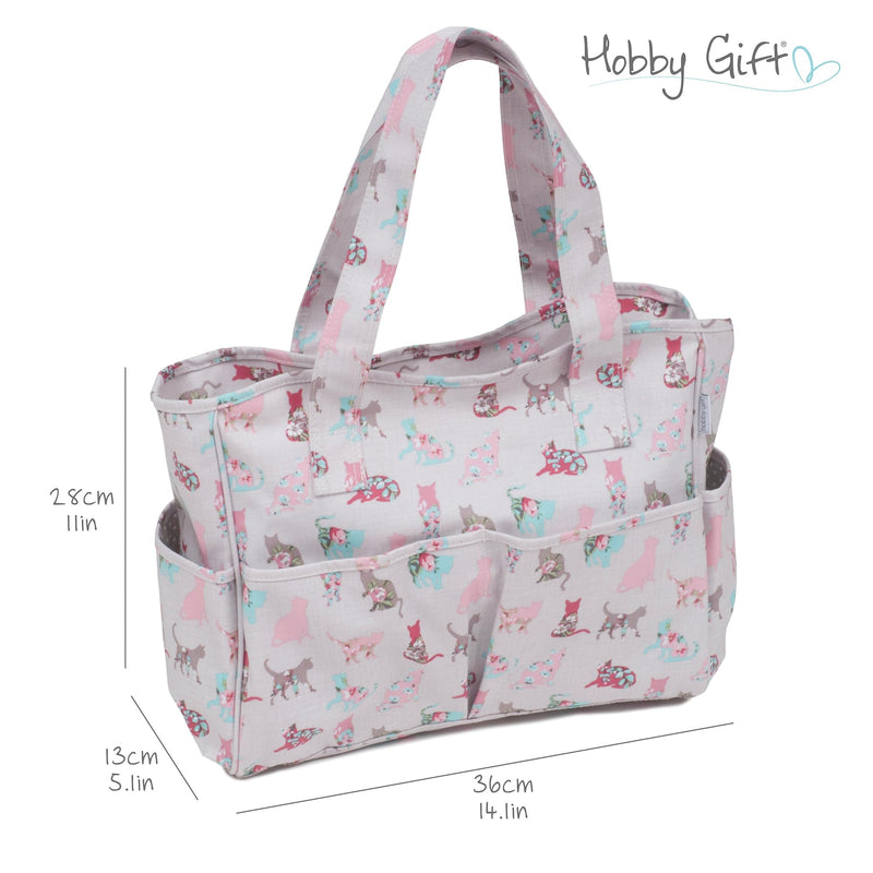 Hobby Gift Exclusive Craft Bag, Shoulder Bag, Knitting Bag, Yarn Storage, School bag, 13 x 34.5 x 29cm Cats - PawsPlanet Australia