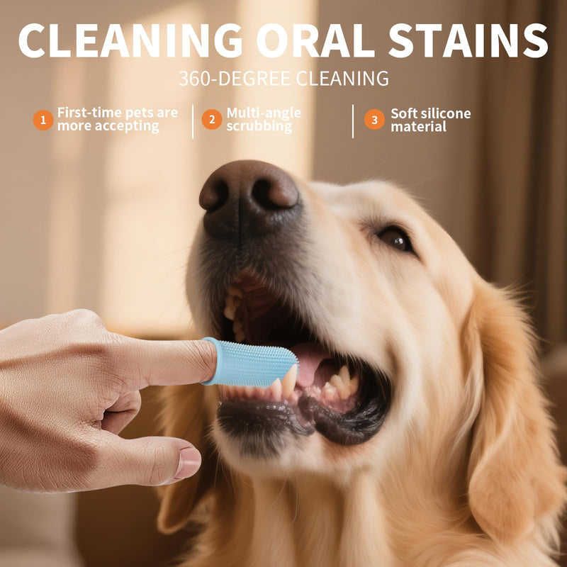 Upgraded Pet Teeth Cleaning Tools Dog Teeth Brushing Set - 360-degree Silicone Toothbrush, Protect Pet Oral Hygiene. Silicone Dog Toothbrush Fingertip. - PawsPlanet Australia