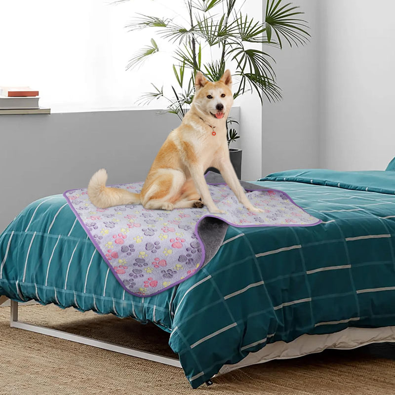 YUEPET Waterproof Dog Blankets, 2 Pack Washable Dog Blankets for Bed Couch Sofa Protector Fleece Flannel Puppy Blanket Soft Plush Reversible Throw Blanket for Medium Large Dog Cat 40"×30"(Purple+Pink) 40"×30" Purple+pink(2pack) - PawsPlanet Australia