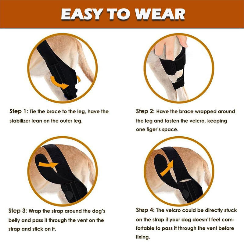 Dog Knee Brace for Torn ACL Hind Leg, Front Back Leg Support with Side Stabilizers Vet-Recommended Dog Joint Protection Arthritis Pain Relief Recovery Brace for Small Medium Large Dogs L Black