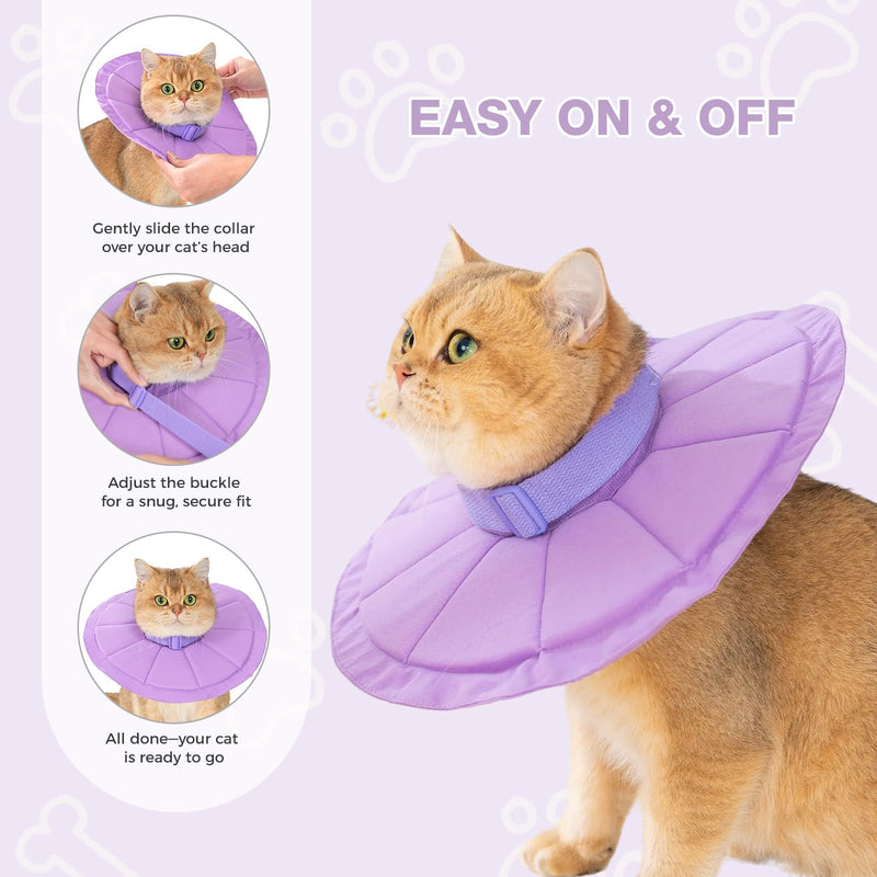 Avont Cat Recovery Suit Bundle with Adjustable Cat Recovery Collar for Post-Surgery Recovery, Purple(M)