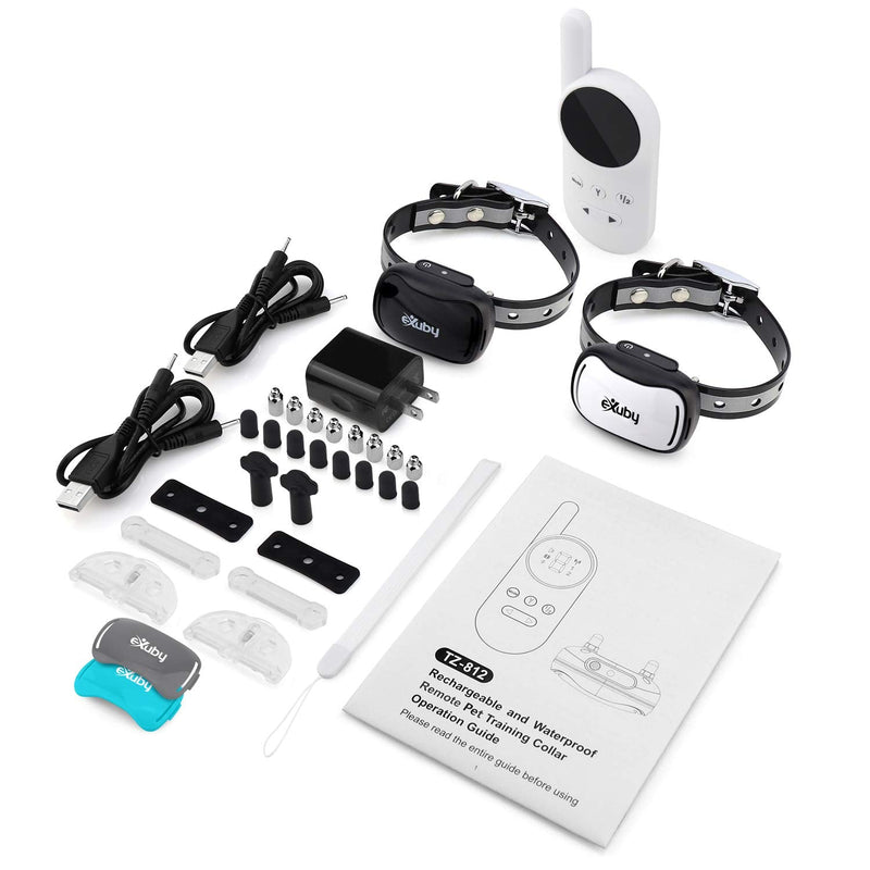 eXuby Tiny Dual Shock Collar - Smallest Collar on The Market - Sound, Vibration, Shock - 9 Intensity Levels - Pocket-Size Remote - Long Battery Life - Water-Resistant - White Remote - PawsPlanet Australia