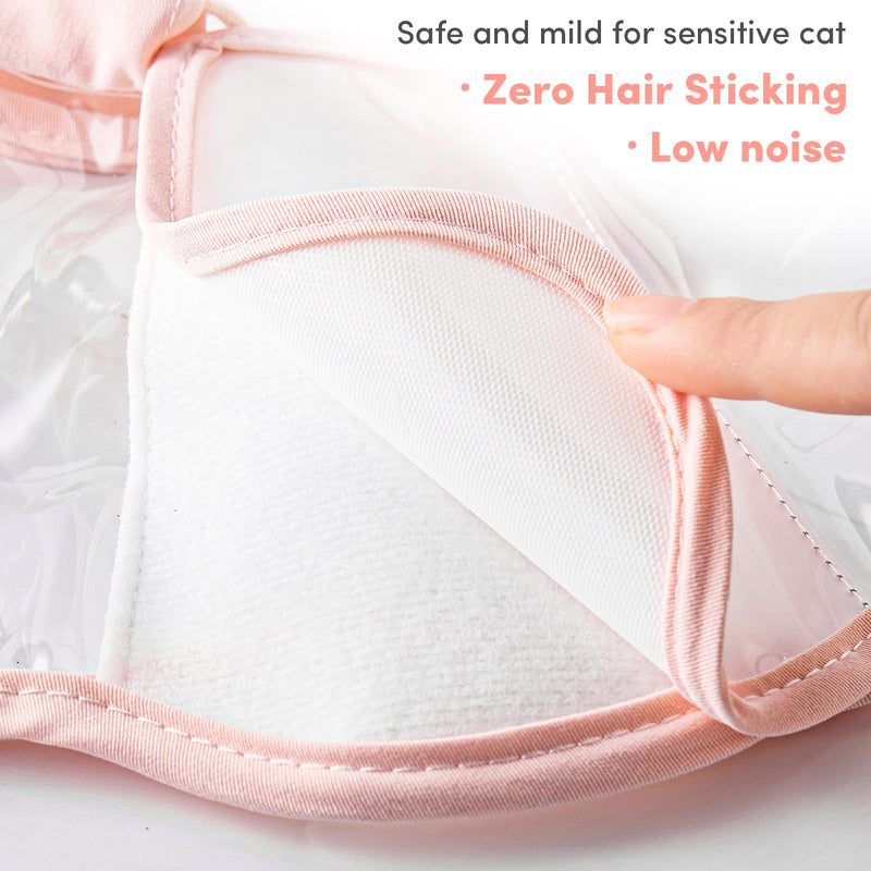 BENCMATE Cat Cone, Drawstrings Cat Cone Collar with Low Noise Fasteners, Transparent Cat Recovery Collar, Licking and Scratching Free Cone, Extra Soft Cat Surgery Collar (Pink,Large) [Neck:10-13"] Large Sakura