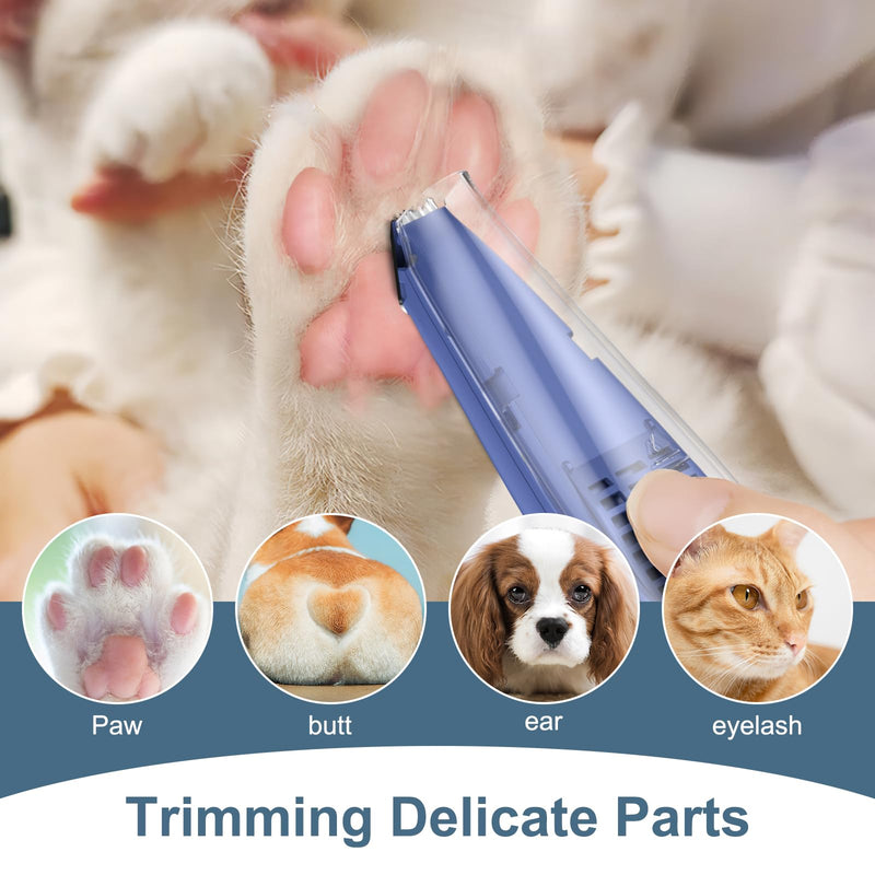 Upgraded Dog Paw Trimmer, Cordless Electric Grooming Clippers, Rechargeable Foot Trimmer Dog Claw Trimmer, Small Pet Shave Trimmer, Cats Hair Paws, Face, Body (Blue) - PawsPlanet Australia