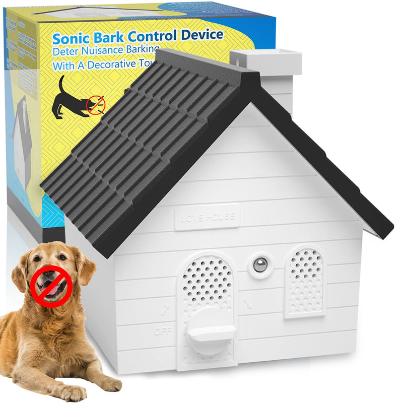 Anti Barking Device, Ultrasonic Dog Bark Deterrent Devices up to 50 Ft Range, 4 Modes Dog Barking Silencer Stop Barking Dog Indoor & Outdoor, Black-White