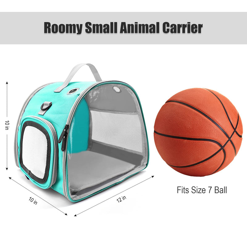 Small Animal Carrier Bag, Upgraded Portable Guinea Pig Carriers, Transparent Hamster Carrying Case, Reptile Rat Rabbit Bearded Dragon Hedgehog Carrier Bag for Travel, Hiking, Walking, Outdoor (Green) Green