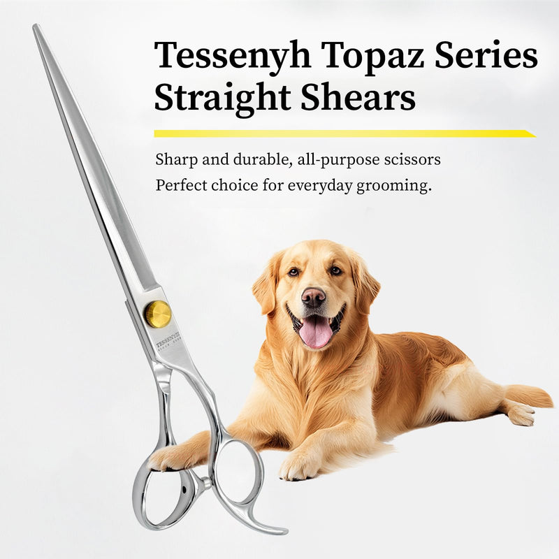 Dog Grooming Scissors, 7.5" Straight Shears, Premium Stainless Steel, Safety Rounded Tip & Offset Handles for Precision Trimming Dogs, Cats, Pet at Home 7.5 Inch - PawsPlanet Australia