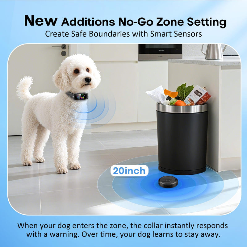 Dog Bark Collar for Small Medium Large Dogs – Rechargeable Anti-Bark Training Collar with Beep & Vibration, Plus Indoor No-Go Zone to Block Trash or Furniture,5 Sensitivity Levels - PawsPlanet Australia