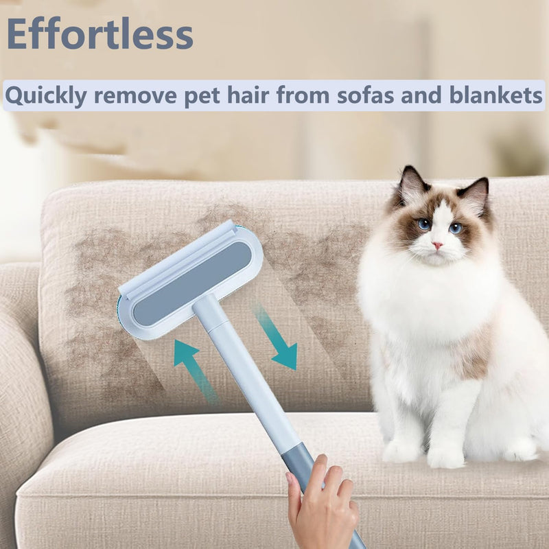 4 in 1 Pet Hair Remover, Reusable, Effective Cat and Dog Hair Removal Cleaning Tool with 17-Inch Extra Long Handle Multifunctional Fur Lint Brush for Couch, Furniture, Carpet, Clothes, Bedding - PawsPlanet Australia