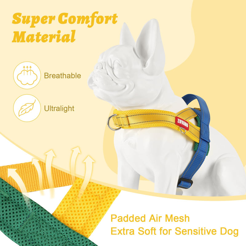 Yellow Dog Harness Escape Proof No Pull Soft Padded Lightweight Vest Medium Sized Dog - Reflective No Choke Harness with Front Clip, Adjustable Step in Breathable Mesh Harness, L Large Yellow - PawsPlanet Australia