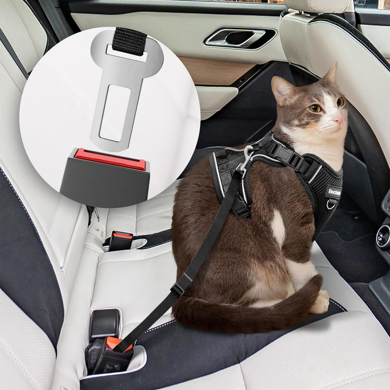 Cat Harness, Cat Harness and Leash for Walking, Adjusted in Four Directions and Breathable Cat Harness for Anti Escape That can be Fitted and Positioned, Reflective Strips Harness, Black, S Small (7-12lb) - PawsPlanet Australia