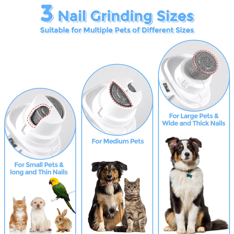 2-in-1 Led Cat Dog Nail Grinder - Rechargeable Pet Nail Trimmers with LED Light,300mAh Battery Quick USB Charge for Medium Small Dogs Cats Rabbits - PawsPlanet Australia