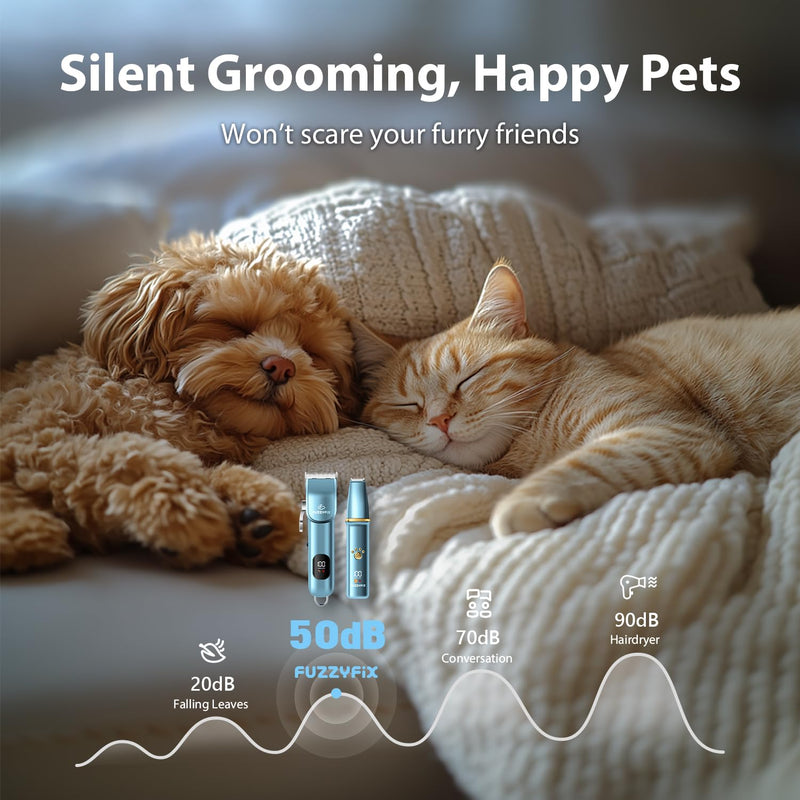 Dog Grooming Kit, Dog Clippers for Grooming for Thick Curly Coats, Professional Pet Hair Shaver Paw Trimmer Cordless Rechargeable Low Noise for Dogs Cats Animals Face Ear Blue - PawsPlanet Australia