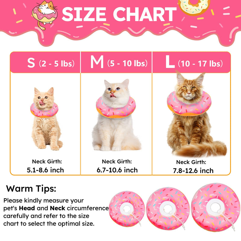 Hpetppy Cat Cone Collar Soft, Cat Recovery Collar for Wound Healing Cute Donut Adjustable Kitten Cones to Stop Licking Comfortable Lightweight Neck Elizabethan Collars for Kittens After Surgery Small Donut Pink