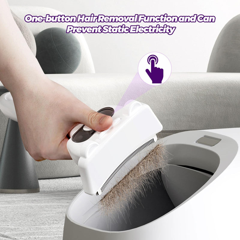 3 in-1 Cat & Dog Steam Comb for Long Short Hair for Any Size Cat & Dog Hair Removal & Shedding, Two Spray Mode with USB, Brush Haired Release Button - Include “2” Waterless Shampoo(White)