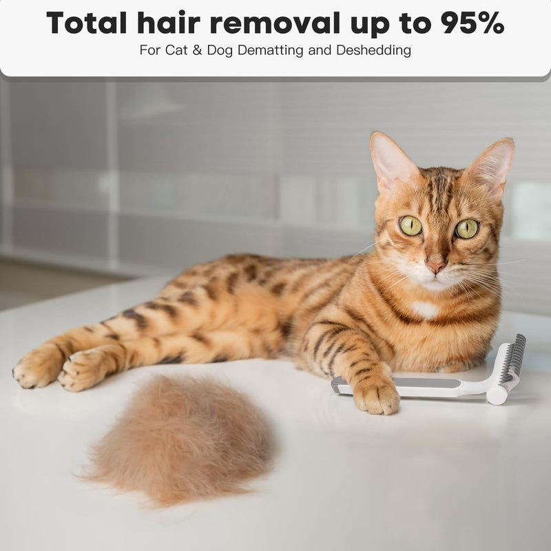 Undercoat Rake for Cats & Small/Medium Dogs - Deshedding Brush Dematting Comb for Pets Remove Loose Hair & Matted Fur, Deshedding Grooming Tool for Kitten, Puppy, and Horses(Grey) Grey - PawsPlanet Australia