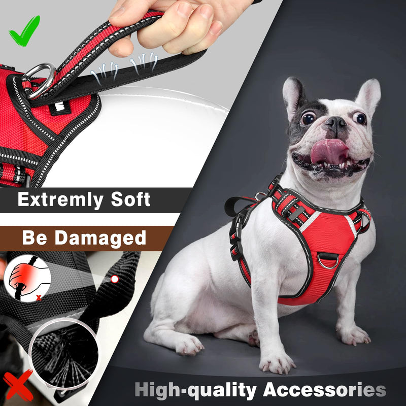 WINSEE Service Dog Vest No Pull Dog Harness with 7 Dog Patches, Reflective Pet Harness with Durable Soft Padded Handle for Training Small, Medium, Large, and Extra-Large Dogs Red - PawsPlanet Australia