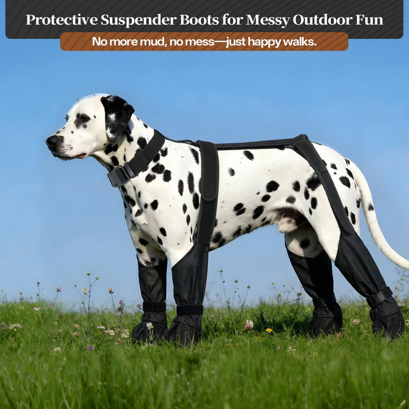 Waterproof Dog Shoes for Medium Dogs, Anti-Slip & Fall Dog Suspender Boots Adjustable Pet Shoes Paw Protector, All-Weather Outdoor Dogs Booties for Winter Snow Rain Hiking, Black M - PawsPlanet Australia