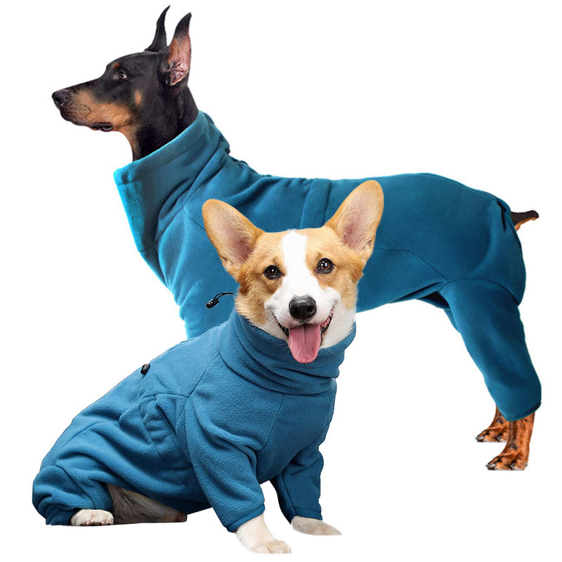 ROZKITCH Dog Winter Coat Soft Fleece Pullover Pajamas, Pet Windproof Warm Cold Weather Jacket Vest Cozy Onesie Jumpsuit Apparel Outfit Clothes for Small, Medium, Large Dogs Walking Hiking Travel Sleep Turquoise