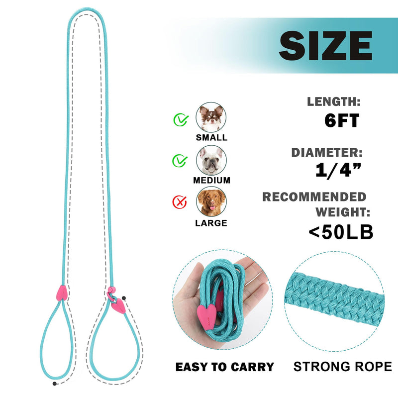 Slip Lead No Pull Dog Leash Slip Leads for Dogs Puppy Leash 6FT Slip Leash for Dogs Dog Lead with 6 Colors Strong Nylon Dog Training Leash Dog Leash (Green) Small Lake Green - PawsPlanet Australia