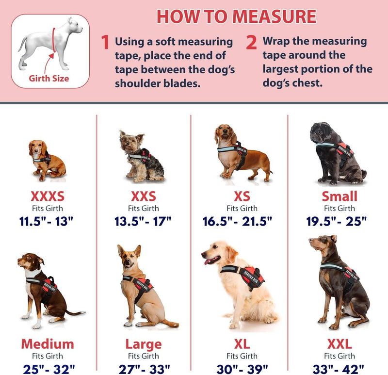 Heavy Duty Emotional Support Dog Vest Harness with Reflective Straps, Interchangeable Patches & Top Handle - ESA Dog Vest in 8 Sizes, Durable Service Dog Harness for Working and Support Dogs Bright Red Large, Fits Girth 27-33" - PawsPlanet Australia