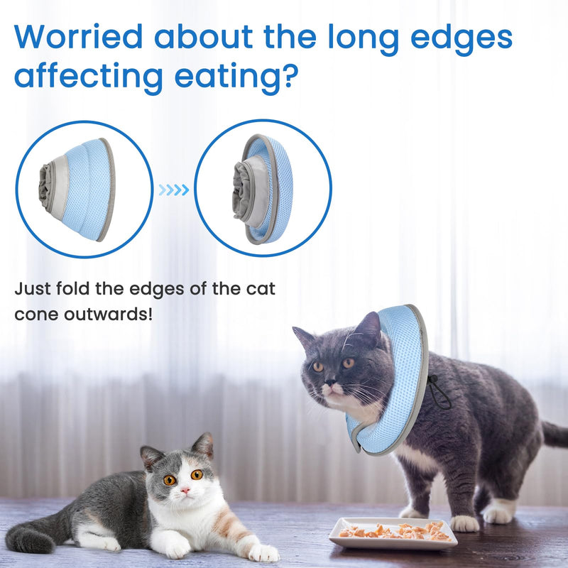 Cat Cone Collar Soft, Cat Recovery Collar Stop Licking After Surgery, Kitten Elizabethan Collar, Adjustable, Lightweight, Comfortable - Blue, M Medium - PawsPlanet Australia