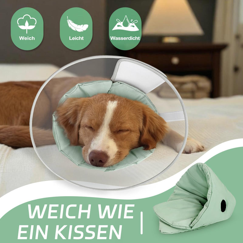 Supet Dog Collar to Prevent Licking with Soft Pad, Clear Elizabeth Recovery Cervical Collar After Surgery, Alternative Head Frill for Large, Medium and Small Dogs (Light Green, XL)