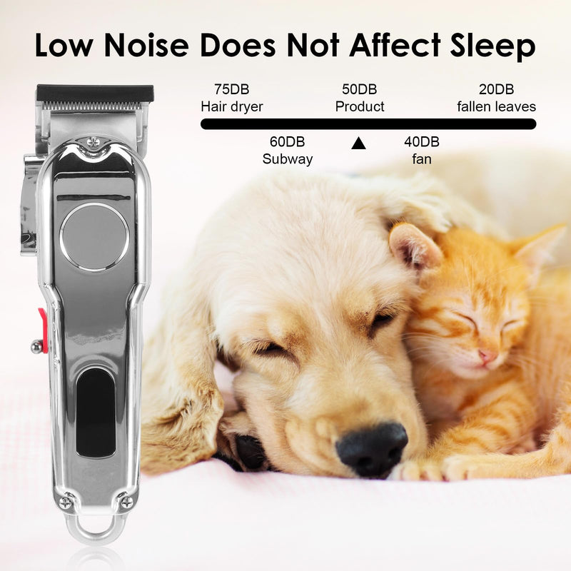 Professional Dog Clippers for Thick Hair, Low Noise Cordless Dog Grooming Clippers, Rechargable Pet Shaver Trimmer with LED Display/10 Guide Combs for Dogs Cats
