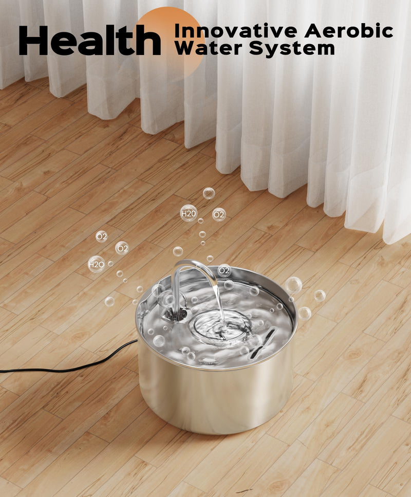 Stainless Steel Cat Water Fountain: Pet Fountains Indoor Metal Automatic Dispenser Cat Waterer Bowls Dog Faucet Bottle Pets 24/7 Running Watering for Drinking Quiet Pump with 1 Filter S5 Fountain - PawsPlanet Australia