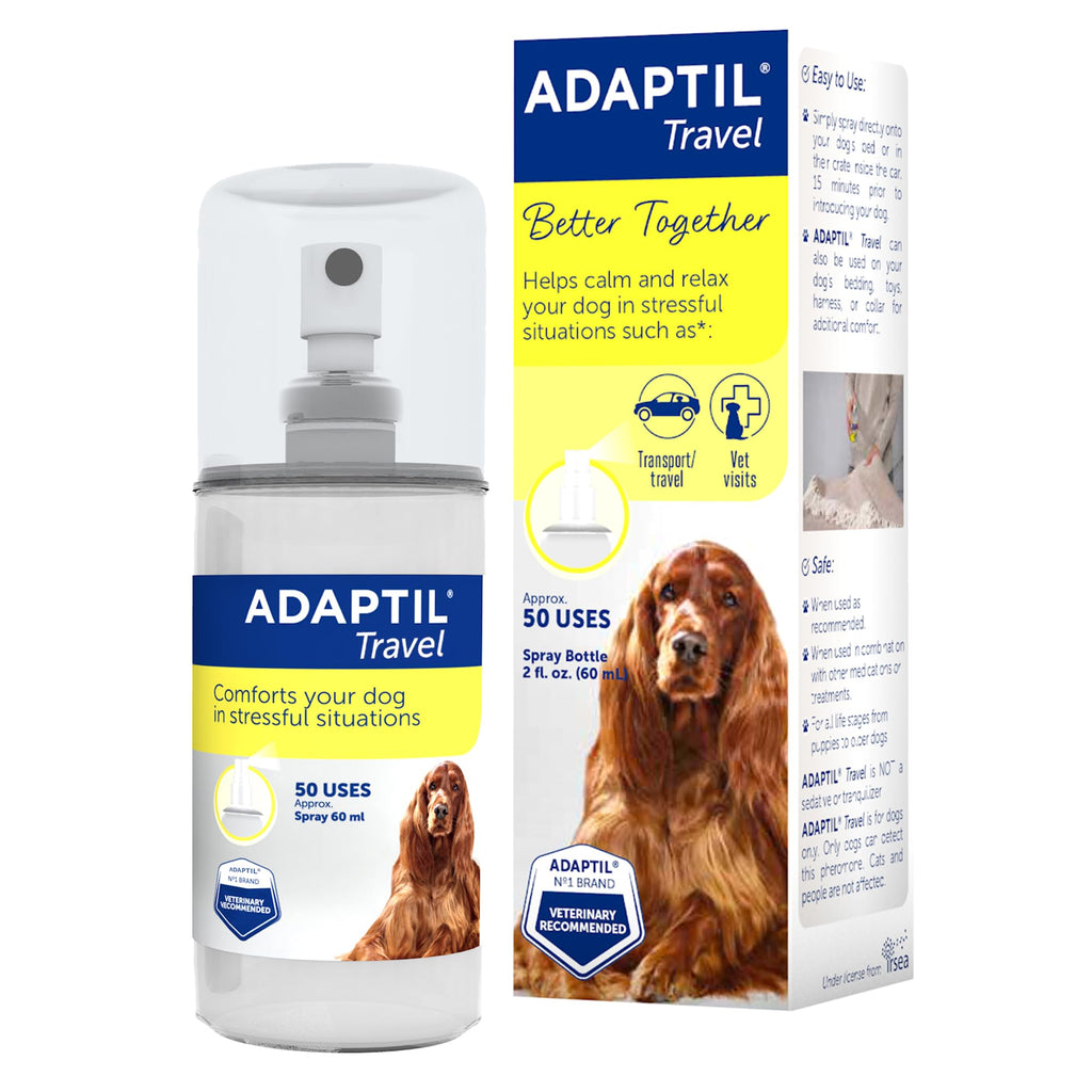 ADAPTIL Spray 60 mL – Calms & Comforts Dogs During Travel, Veterinary Visits and Stressful Events - The Original D.A.P. Dog Appeasing Pheromone Spray, 60ml - Packaging May Vary