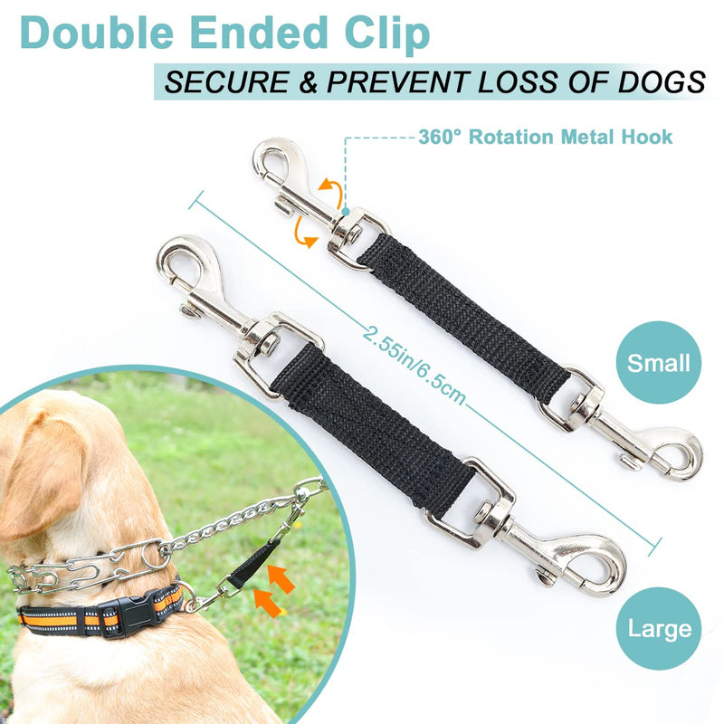 Mayerzon Backup Collar, Double Ended Clip and Carabiner for Prong Collar, Pinch Collar and Dog Harness, Safety Use for Walking and Training (L, Black) Large,21.7in, Neck 16-20in - PawsPlanet Australia