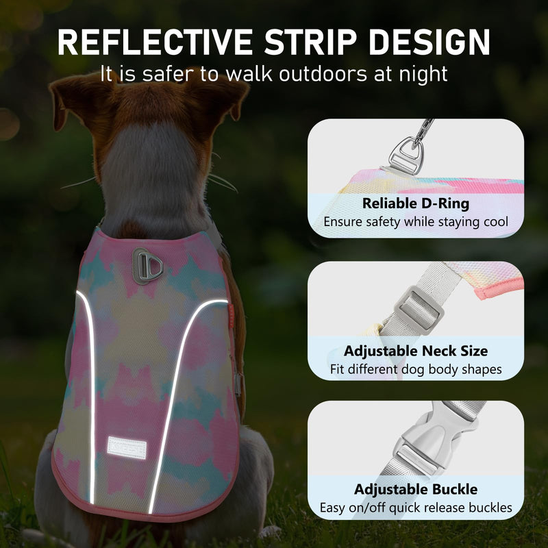 KYEESE Dog Cooling Vest Lightweight Jacket Pet Adjustable Straps Dog Cooling Shirt Cooling Vest for Dogs with D Ring UV Protection Reflective Stripe Pet T Shirt for Beach,Hiking,Walking,Pink,S Small (Pack of 1) Pink - PawsPlanet Australia