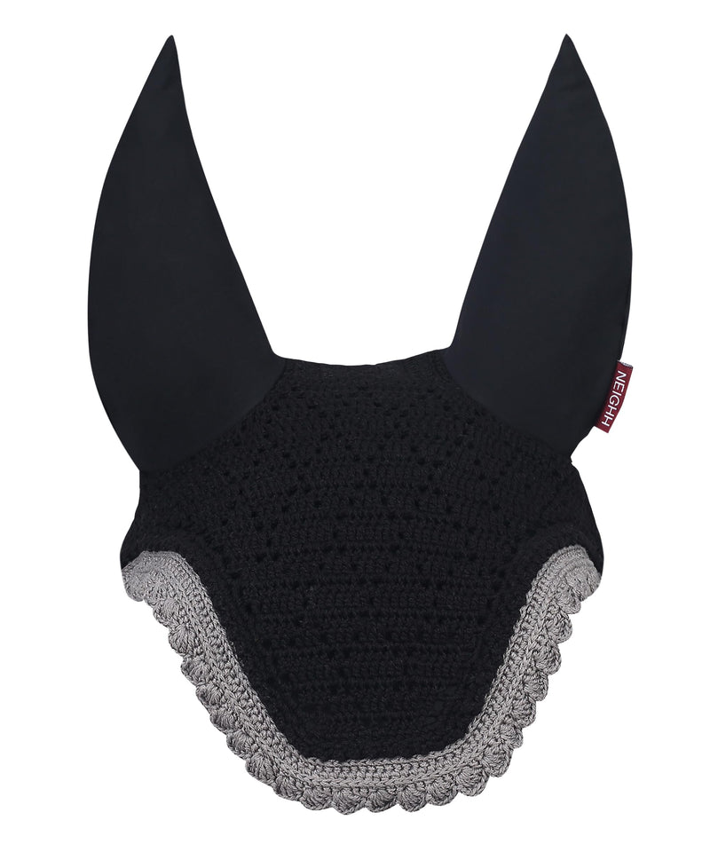 Diamond Ear Bonnet with Sound Resistant and Soft Stretchable Lycra Ears (Large: (Horizontal) A: 34cm, (Vertical) B: 42cm, Black-Grey) Large: (x-axis) A: 34cm, (y-axis) B: 42cm
