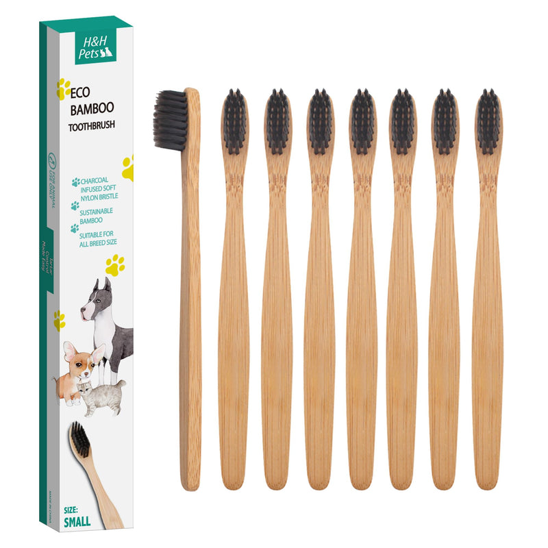 H&H Pets Bamboo Toothbrush Set for Dogs and Cats - Ultra Soft Bristles & Biodegradable Wooden Toothbrush, Puppy Supplies, Dog Dental Set, Eco-Friendly Pet Supplies (Small; 8-Count Pack) 1 Count (Pack of 8) Small
