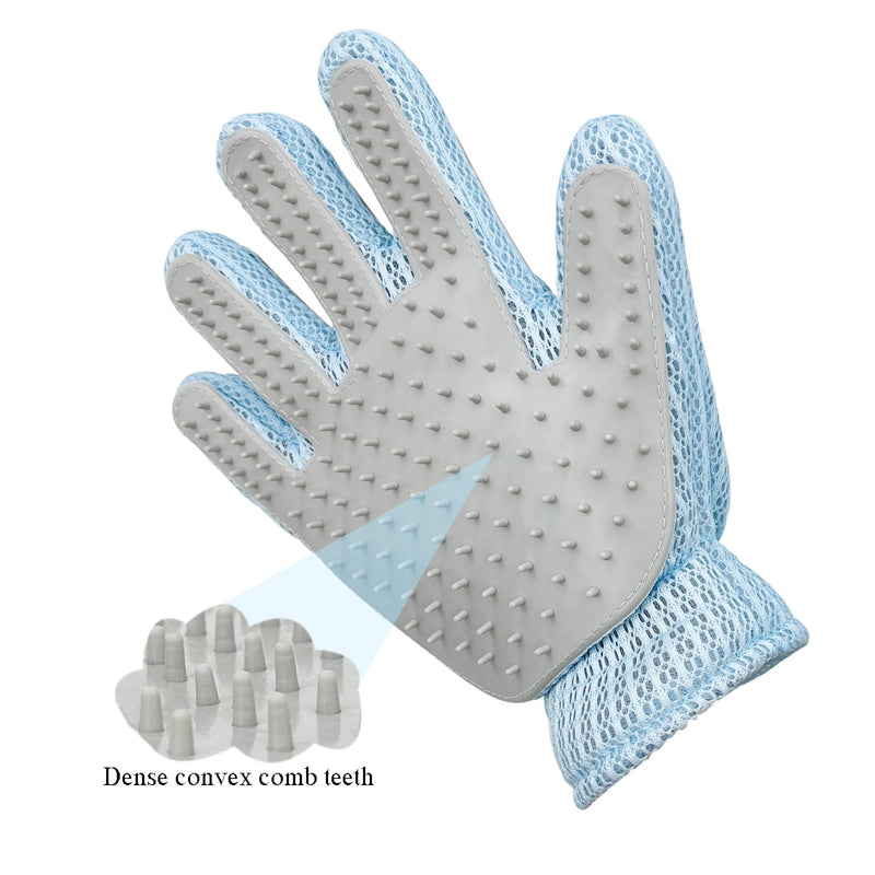 Pet Grooming Glove Gentle Silicone Massging Deshedding Bath Mitt Hair Remover Brush for Cats, Dogs, Rabbits, Hair Removal Tool for Carpet, Couch, Clothes (Blue) Blue - PawsPlanet Australia