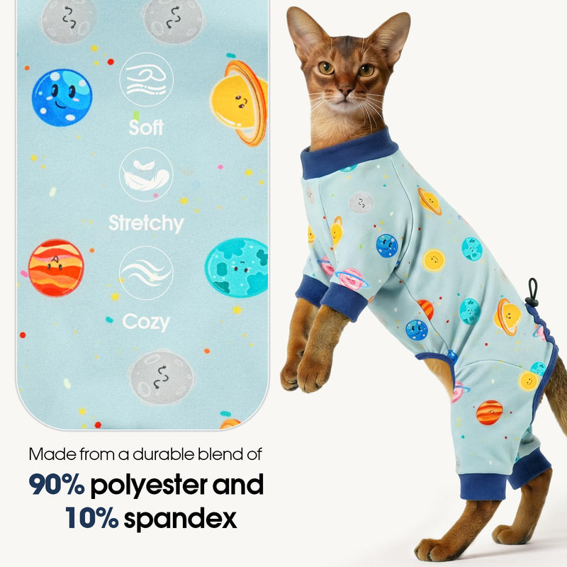 DENTRUN Cat Clothes for Hair Control with Hair Sticky Fabric - Soft Recovery Suit & Breathable Lint-Resistant Cat Sweater for Cats Only, Kitten Onesie Pajamas, XXL, Deep Blue XX-Large DeepBlue - PawsPlanet Australia