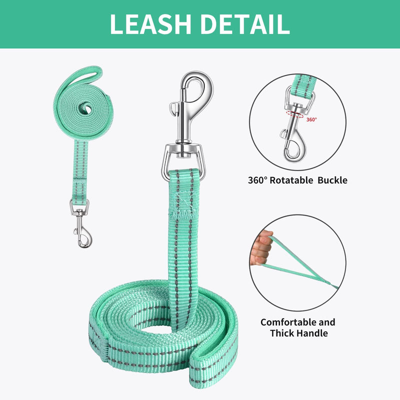 AMTOR Small Dog Harness with Leash Set, No Escape Easy Walk Puppy Harnesses for Training Walking, Step-in Reflective Soft Dogs Vest for XS S Medium Extra-Small Large Sized Dog(Green,S) Small(Chest:13"-15") Green - PawsPlanet Australia